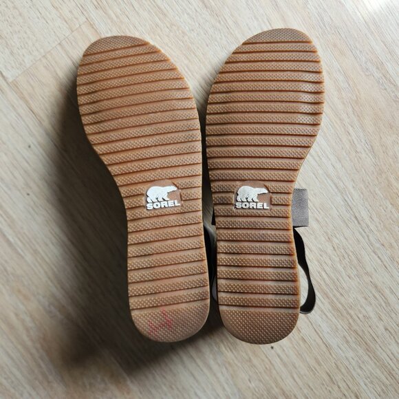 Sorel Ella Leather Gore Stretch Strap Sporty Sandal Comfortable Sage Green - Picture 13 of 14